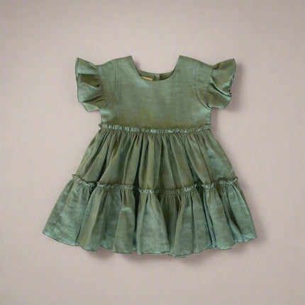 green linen dress