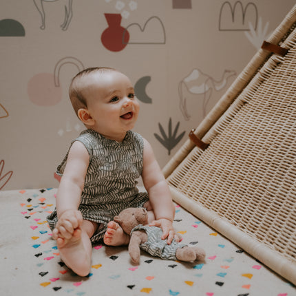 baby romper boy girl zebra print muslin apple park