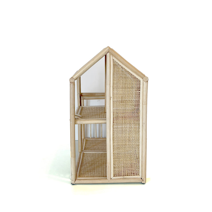 right side view of split type rattan doll house