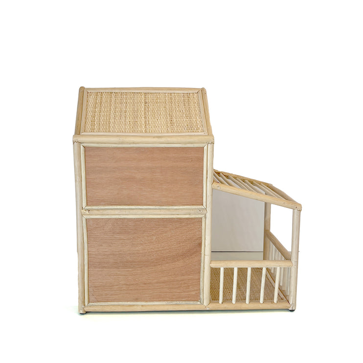 rear view of split type rattan doll house