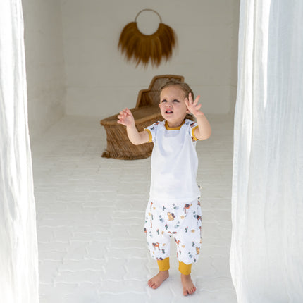 white lounge wear pants & tshirt kids organic cotton