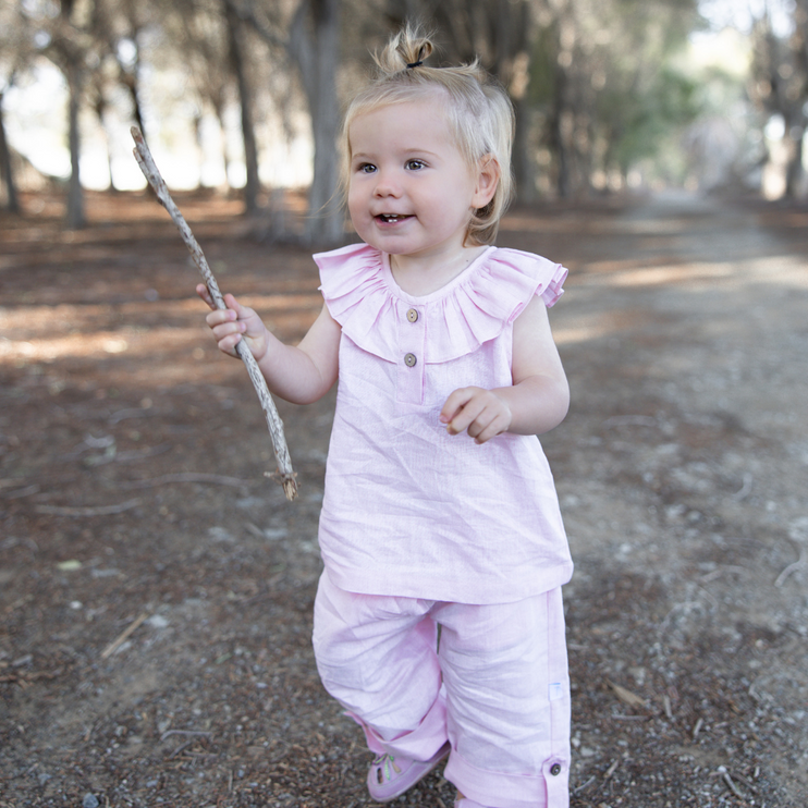 linen top and pants baby pink