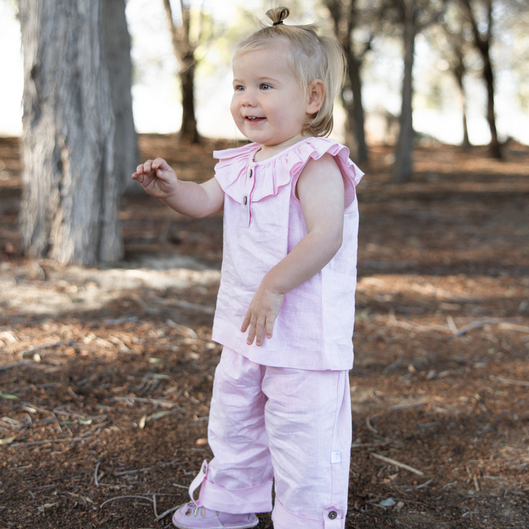 linen clothing set baby pink kids 