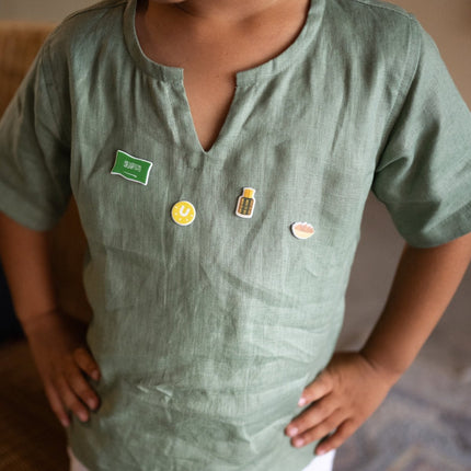 linen shirt green kids