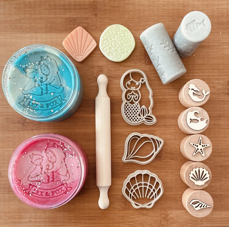 mermaid playdough set lex & fox sensory kids games