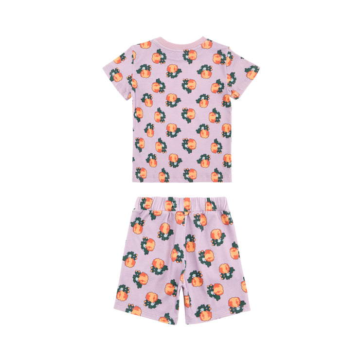 clothing set lilac and peach pattern