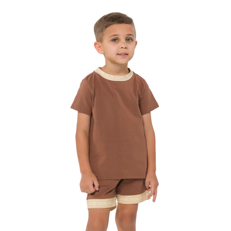 tshirt and short set in brown kids