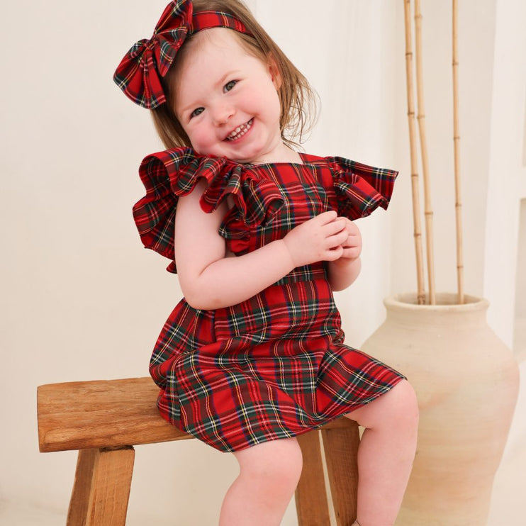 tartan open back dress christmas outfits girls kids babies