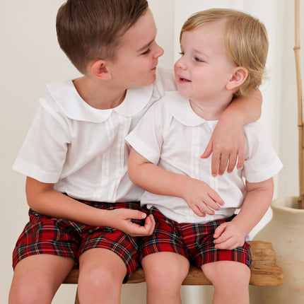 tartan shorts and top set christmas boys outfit