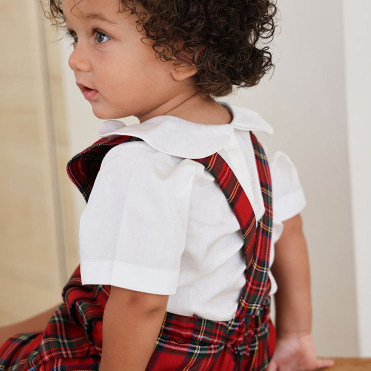 christmas outfits kids dungaree tartan