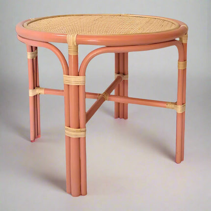 pink rattan kids table