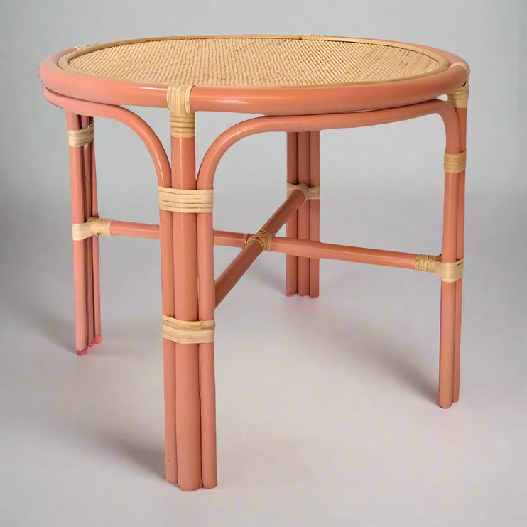 pink rattan kids table