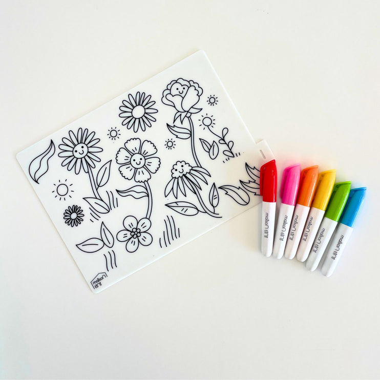 mini coloring placemat fun meal time flowers