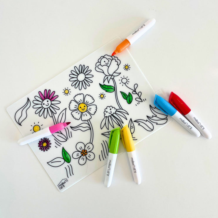 mini coloring placemat fun meal time flowers