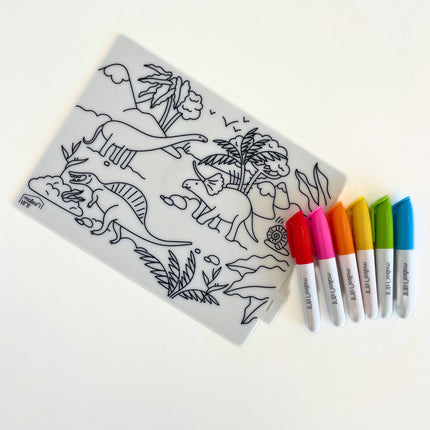 mini coloring placemat fun meal time dinosaurs