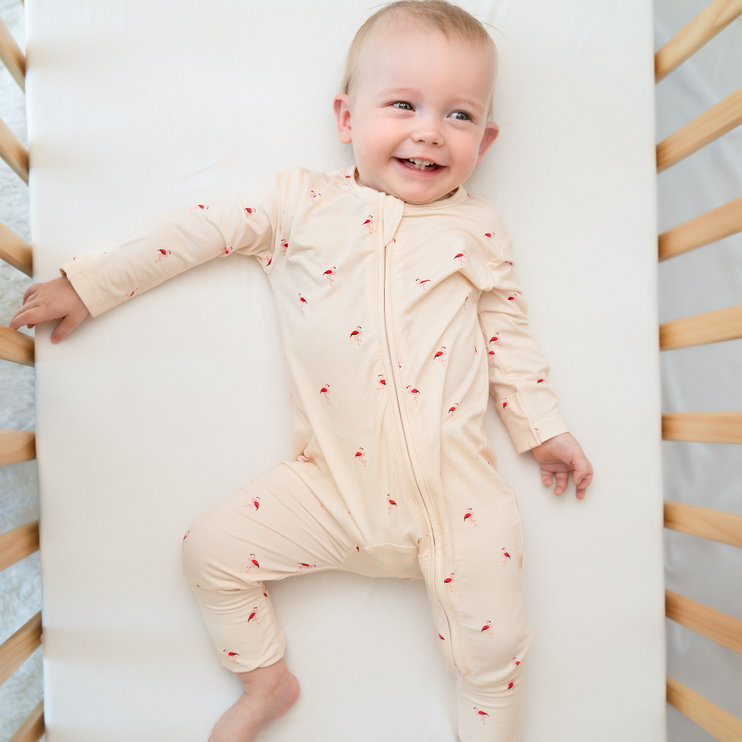 flamingo romper babies bamboo