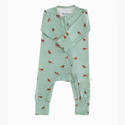 green zippie with fox print babies kids 