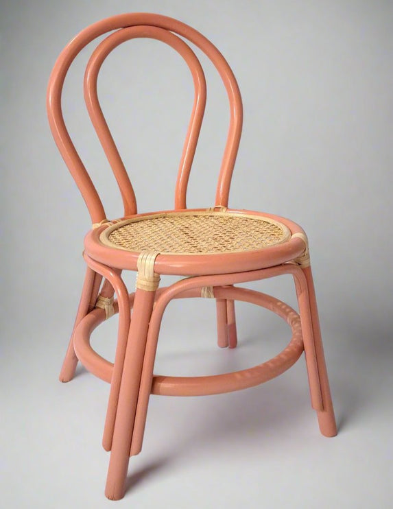 pink kids rattan chair