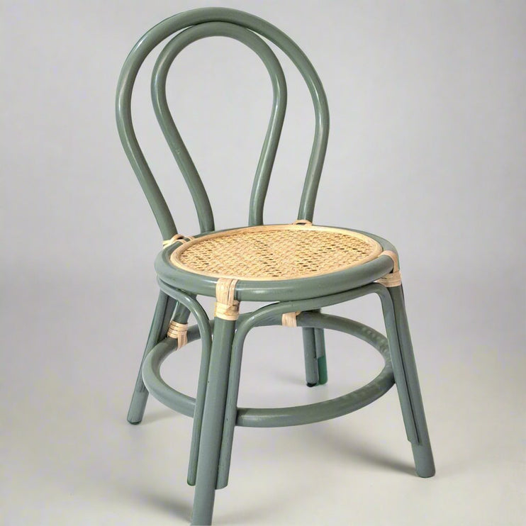 green rattan kids chair