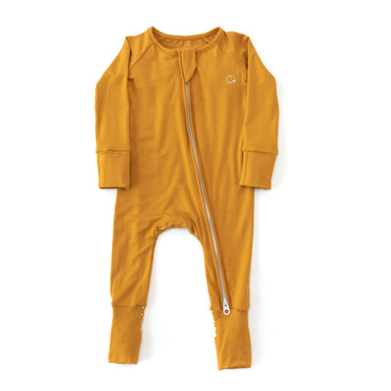 Organic Zipper Romper Sleepsuit- Mustard